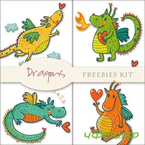 Scrap-kit - Dragons Illustrations #4