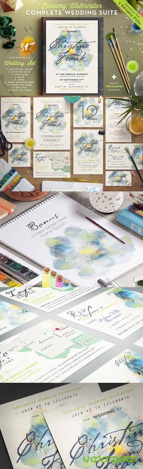 Dreamy Watercolor Wedding Suite III - 598193