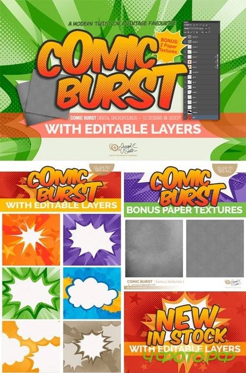 Comic Burst: Layered PSD Backgrounds - 293288