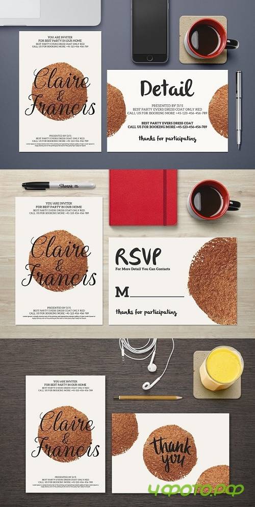 Gold Wedding Invitation Suite 1122081