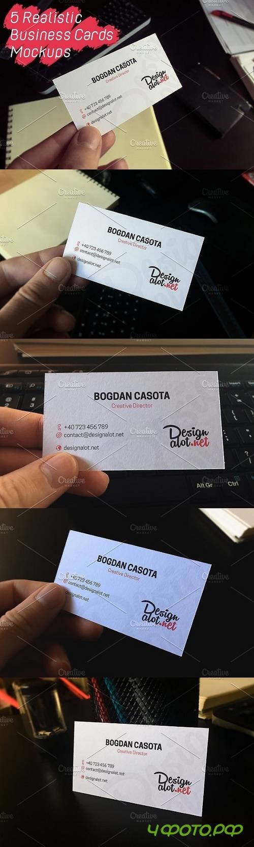5 Realistic Business Cards Mockups 1015693