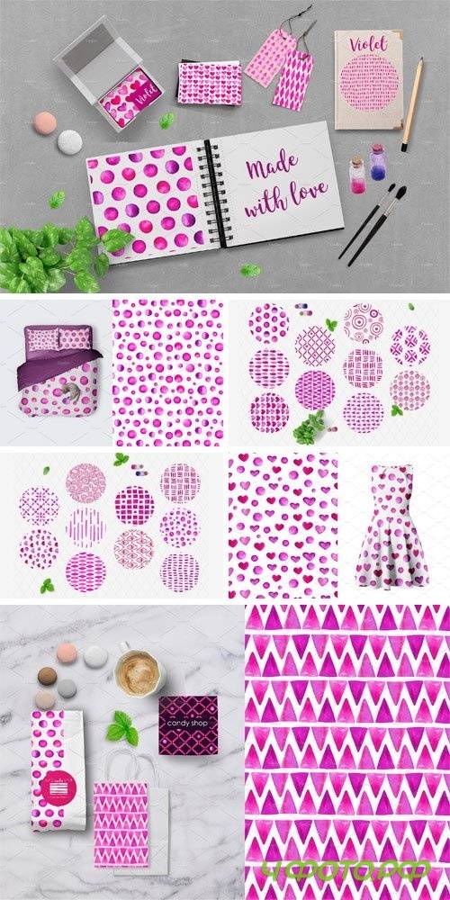 Violet. Watercolor Patterns - 1149351
