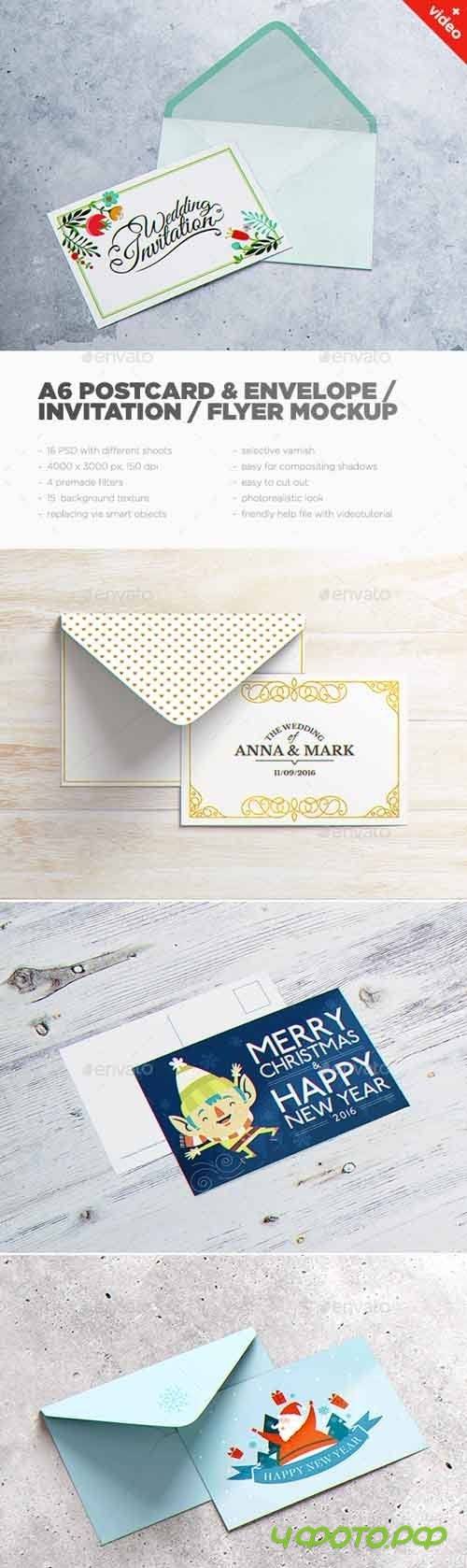 A6 Postcard & Envelope / Invitation / Flyer MockUp - 15432552