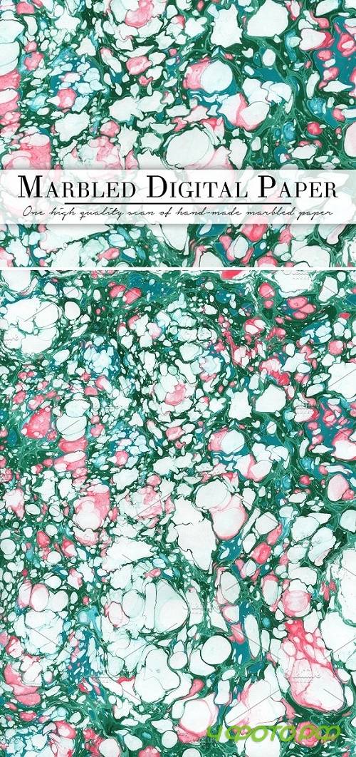 Green & White Marbled Paper - 1157876