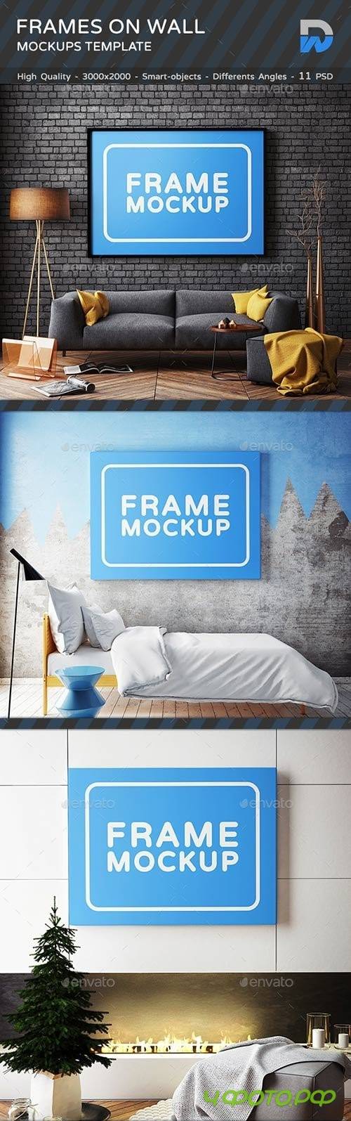 Frames Mockups on Wall - 18599268