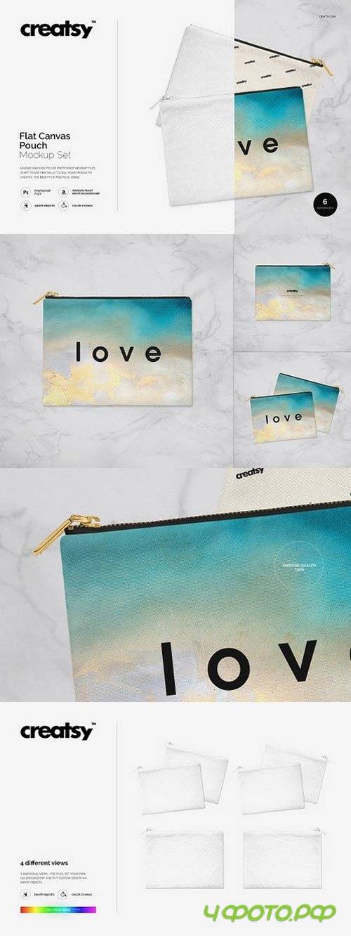 Flat Canvas Pouch Mockup Set 1199028