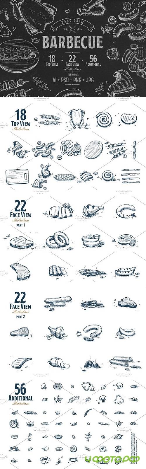 Barbecue hand drawn illustration set - 1201626