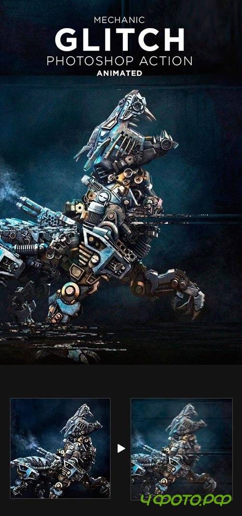 Mechanic Glitch Animated Photoshop Action 19378429