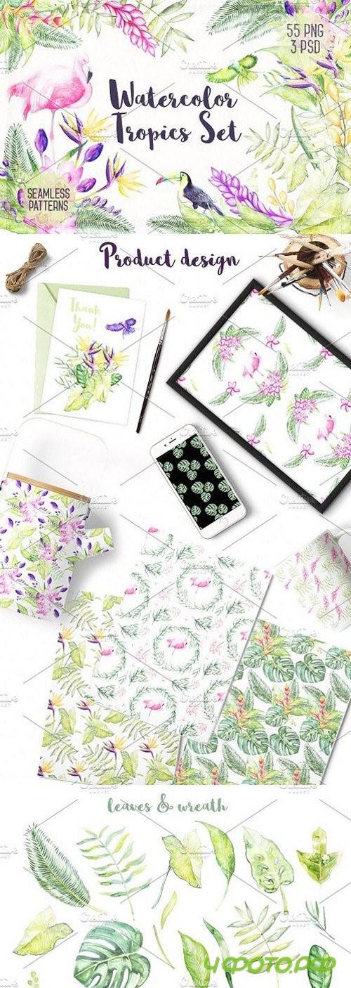 Watercolor Tropical Plants 604208