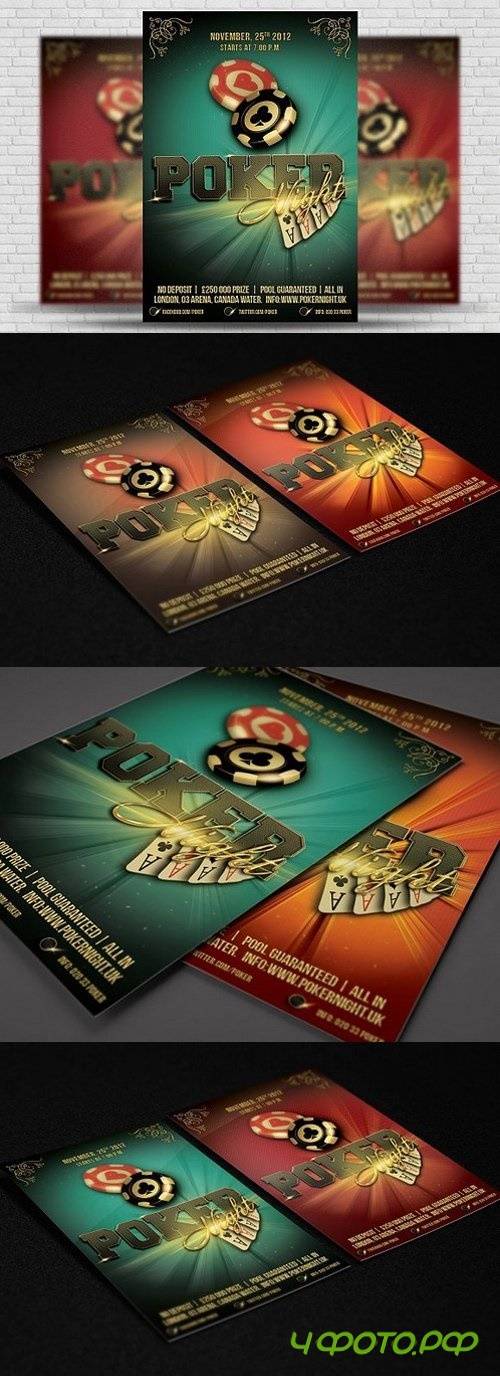 Poker Night Flyer Template 4 x 6 1288903 