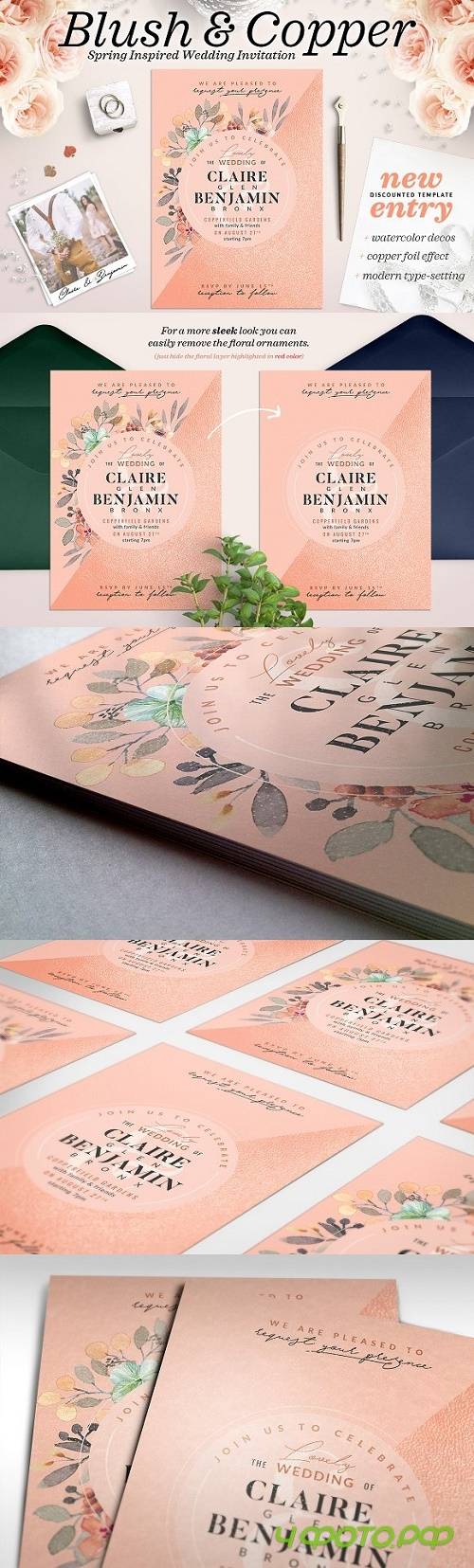 Blush Copper Wedding Invite I 1246402