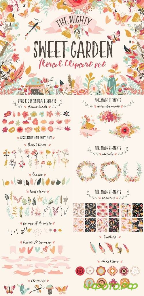 Sweet Garden Floral Clipart Bundle - 842169