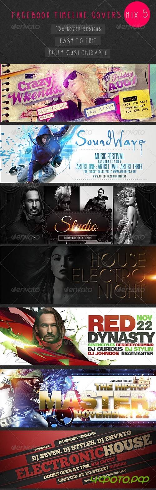 Facebook Timeline Covers Mix 5 - 15 Templates 7388981
