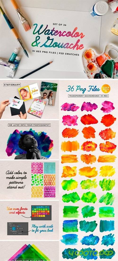 Watercolor & Gouache Textures - 1354848