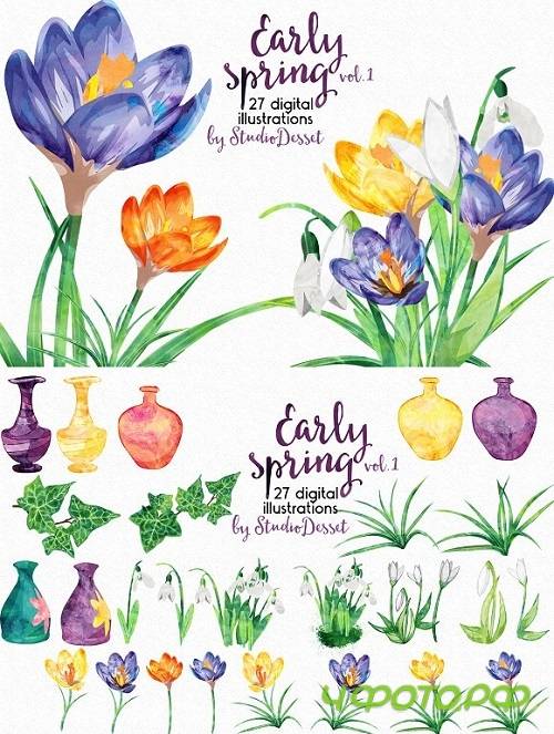 Watercolor Cliparts - Early Spring - 481472
