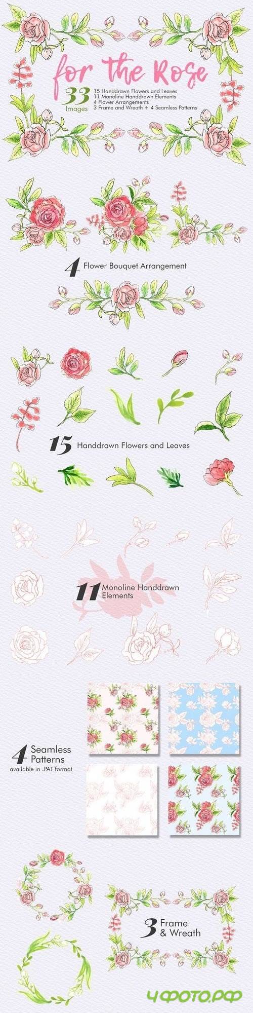 For The Rose - Handdrawn Flowers 1195459
