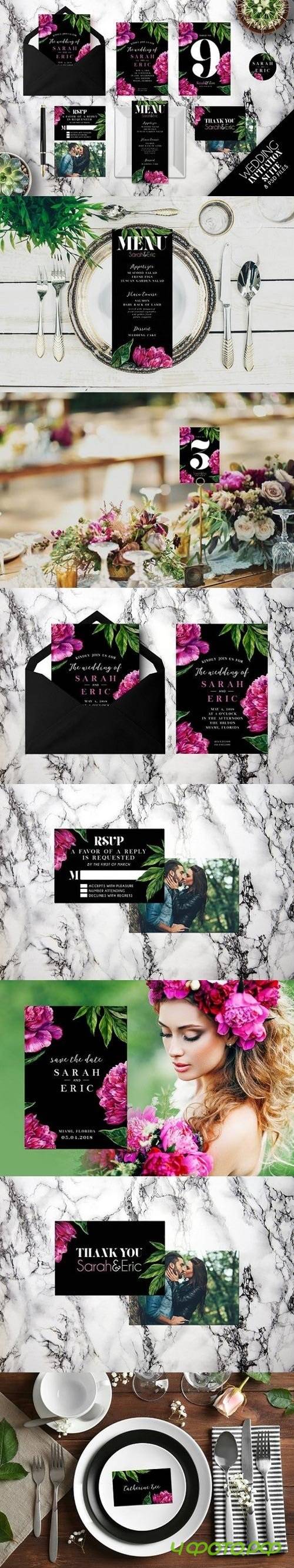 Pink Blooms Wedding Invitation Suite 1405994