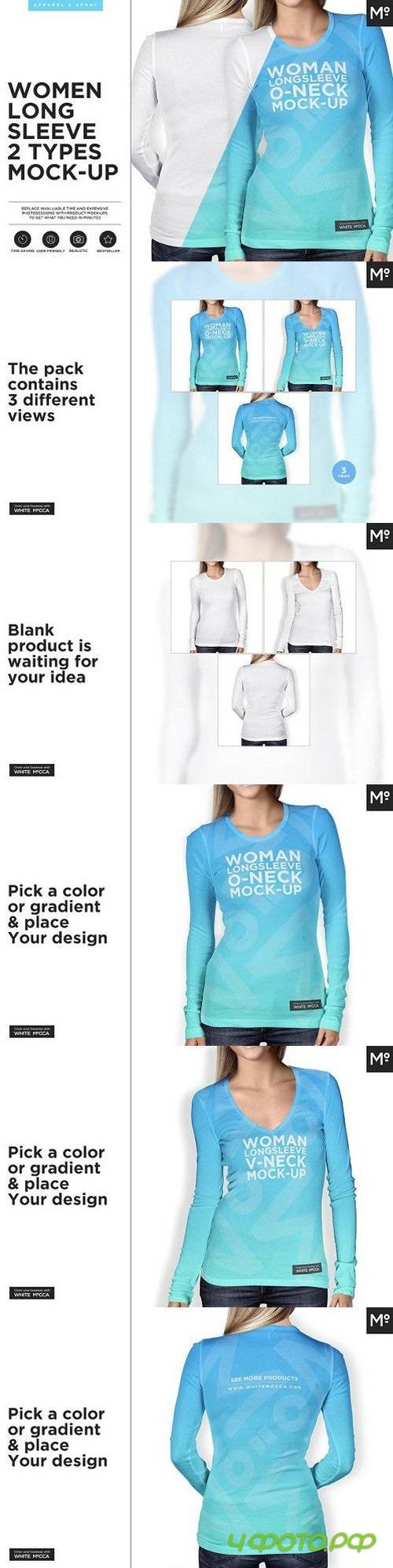 Women Longsleeve 2 Types Mock-up 1448945 Women Longsleeve 2 Types Mock-up 1448945