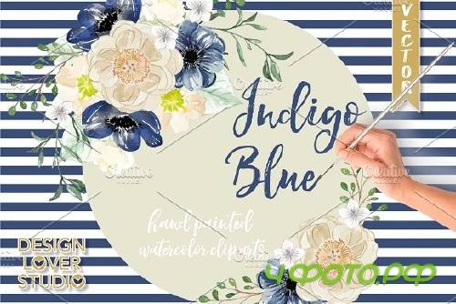 Watercolor Indigo Blue clip arts - 1044903