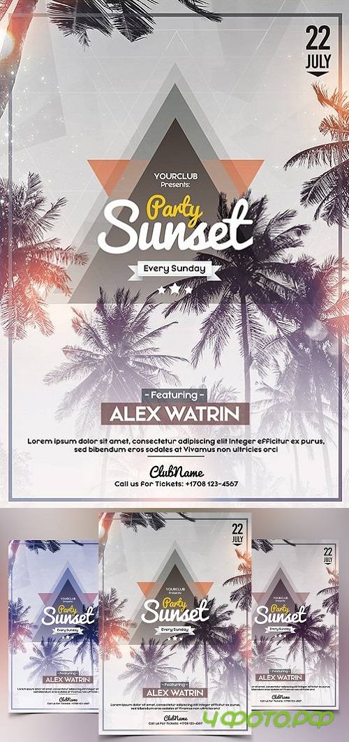 Party Sunset - PSD Flyer Template 1570669