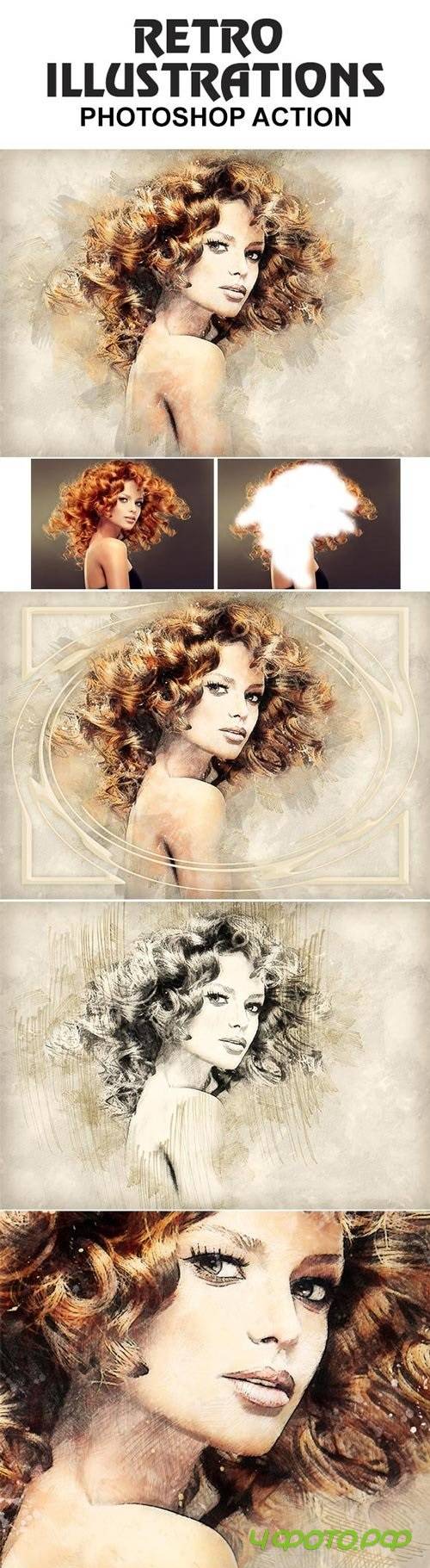 Retro Illustrations Photoshop Action - 20002832