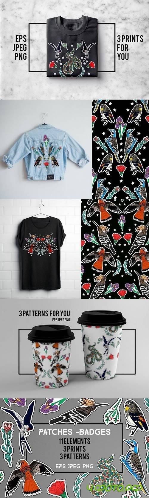 11 Patches + 3 Prints + 3 Patterns 1294346