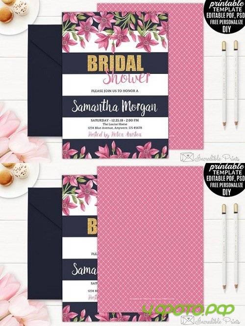 Coral Flowers Bridal Shower Invite 1517380