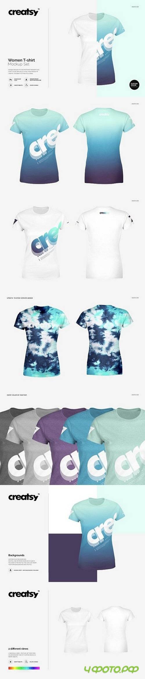 Women T-shirt Mockup Set 1595977