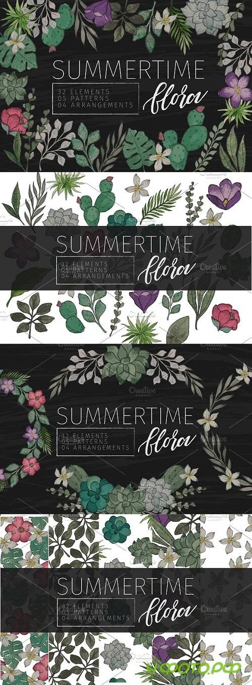 Summertime Flora Vector Watercolor 1672280