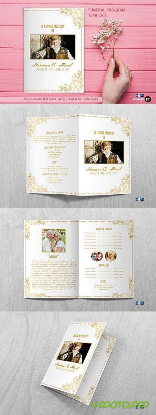 Funeral Program Template - Golden 1626359