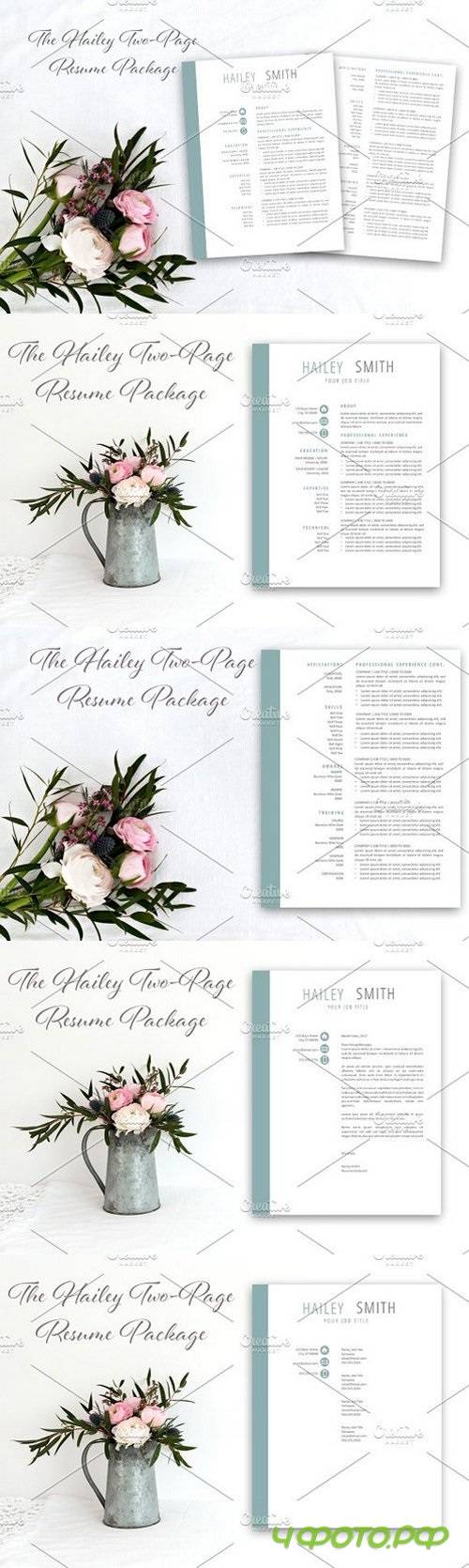 Two-Page Blue + Gray Resume Template 1626314