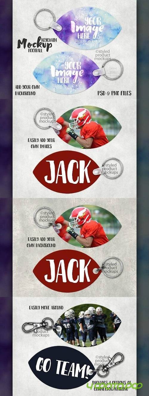 Two Sided Football Keychain Mockup 1695043