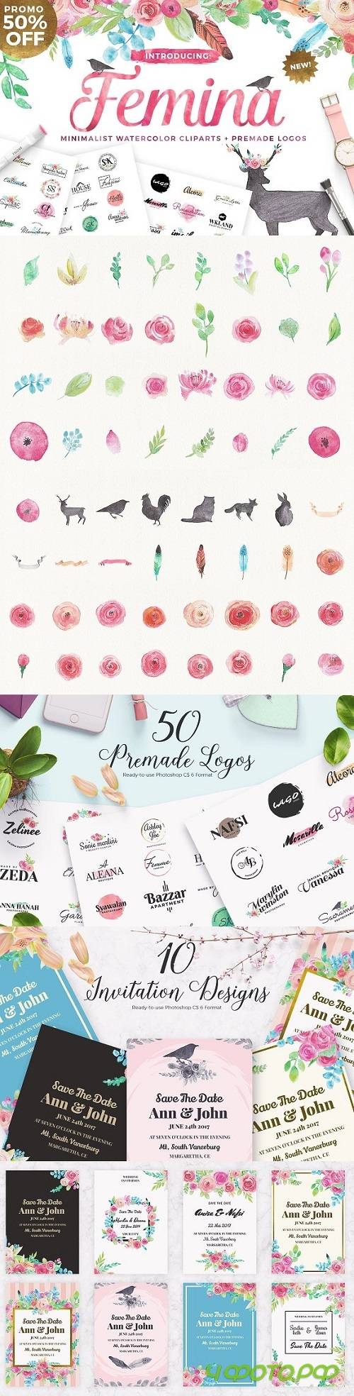 Femina Watercolor Clipart 1703035