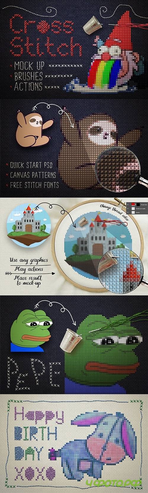Cross Stitch Photoshop Action 20371506