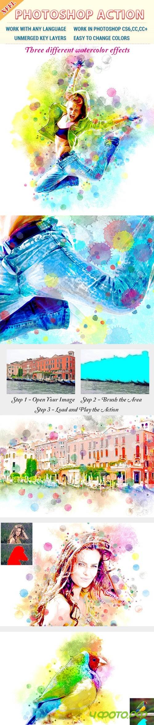 Watercolor Art V3 Photoshop Action 20465269