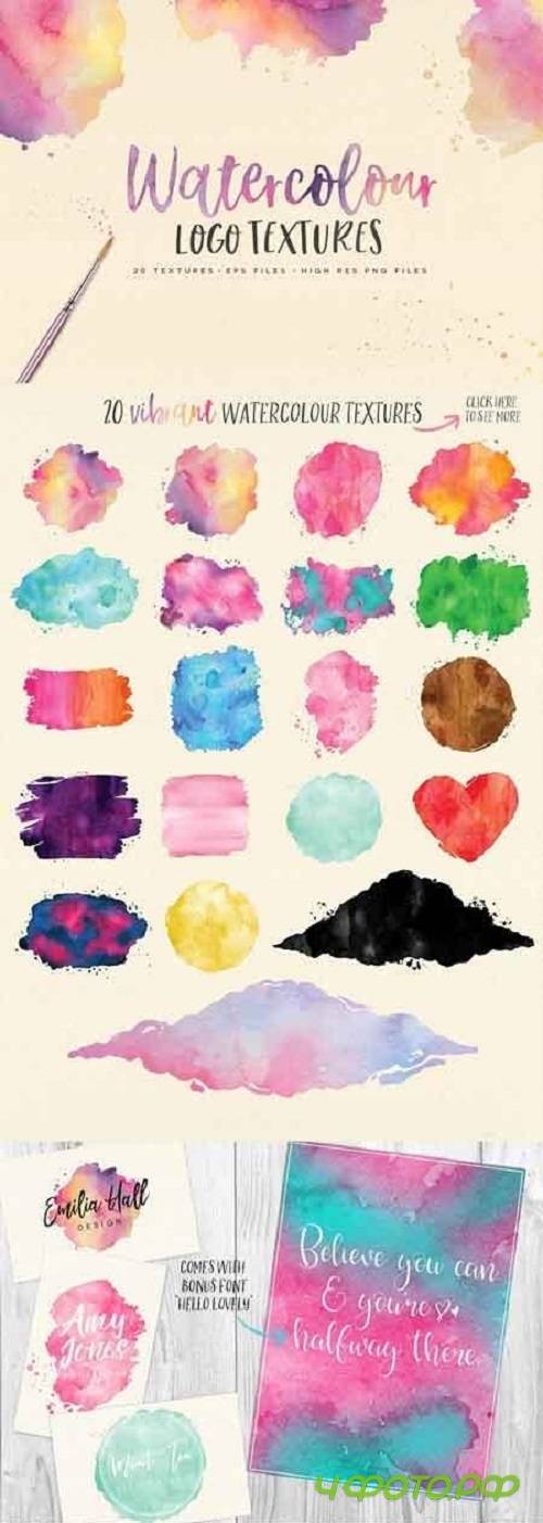 Watercolor Logo Textures + Font 1739272