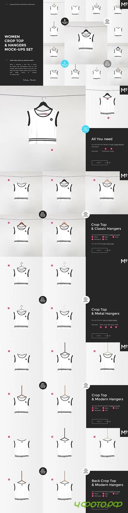Women Crop Top & Hangers Mock-ups - 1712263