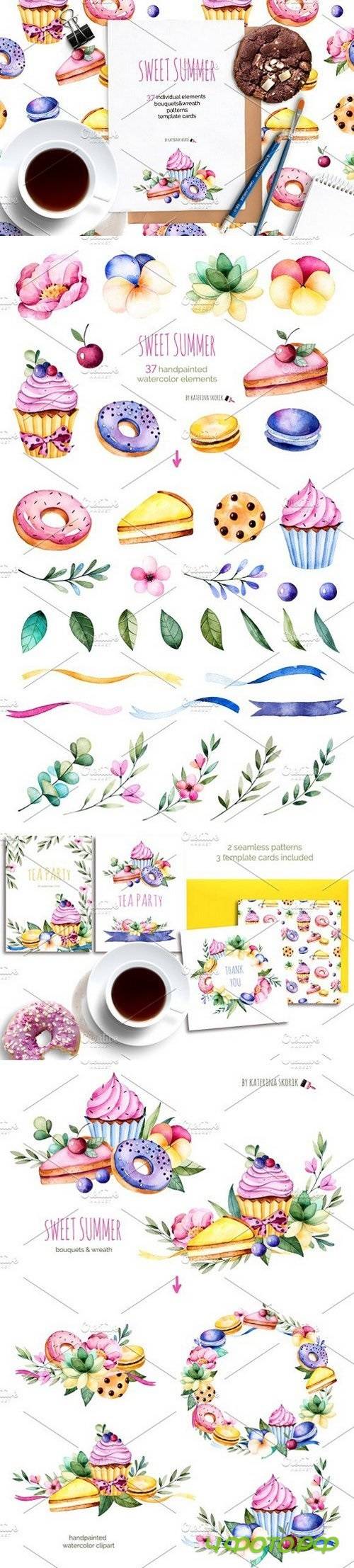 Sweet Summer.Watercolor collection 713126