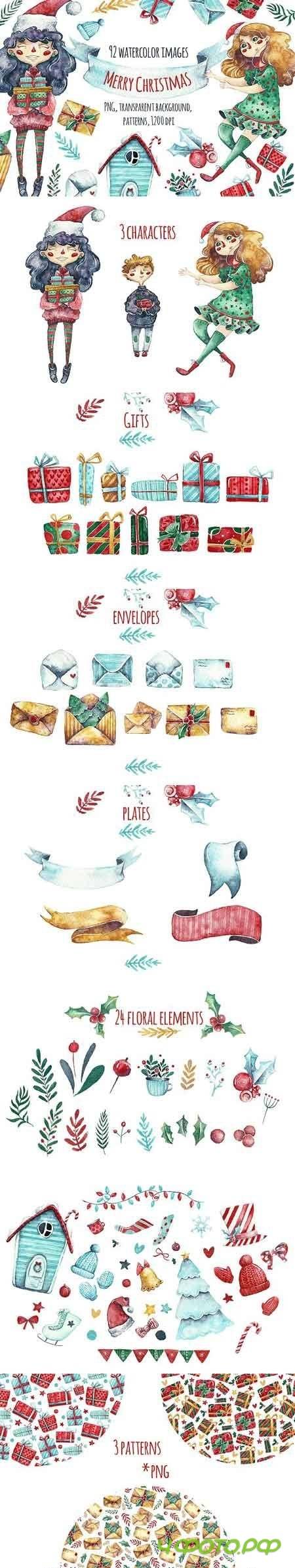 Watercolor Merry Christmas 1814879
