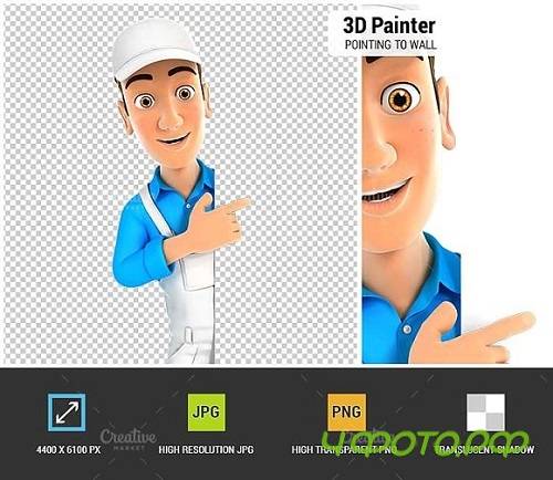 3D Painter Pointing to Right Wall 1848171 3D Painter Pointing to Right Wall 1848171