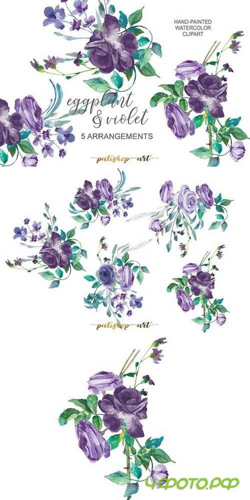 Eggplant & Violet Roses Cliparts 1808931