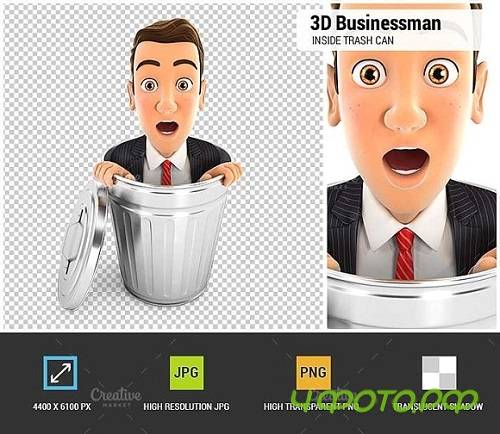 3D Businessman Inside Trash Can 1848168