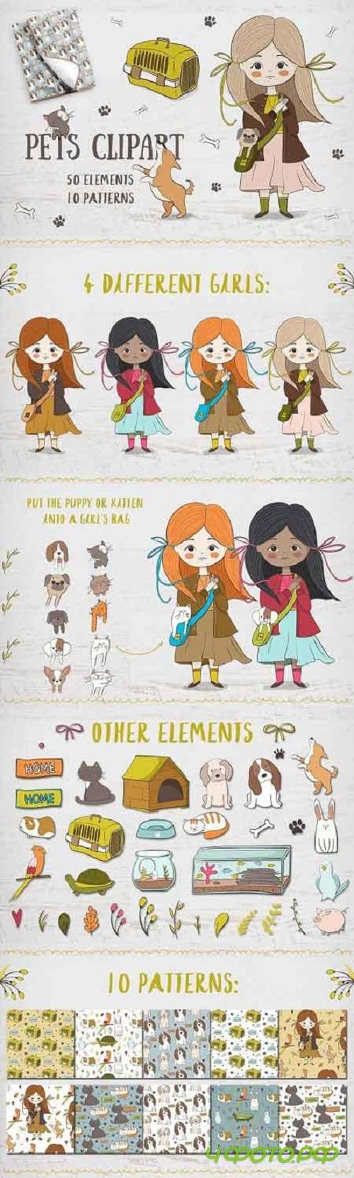 Cute pets clipart 1828107