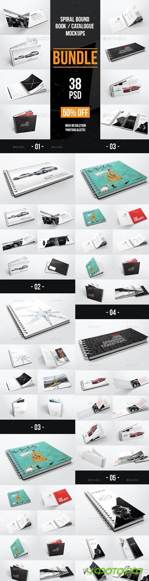 Spiral Bound Book / Catalogue Bundle Mockups 20687683