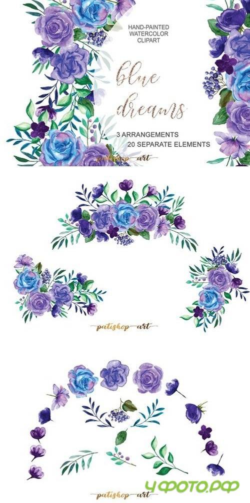 Purple & Blue Floral Bouquets 1820356