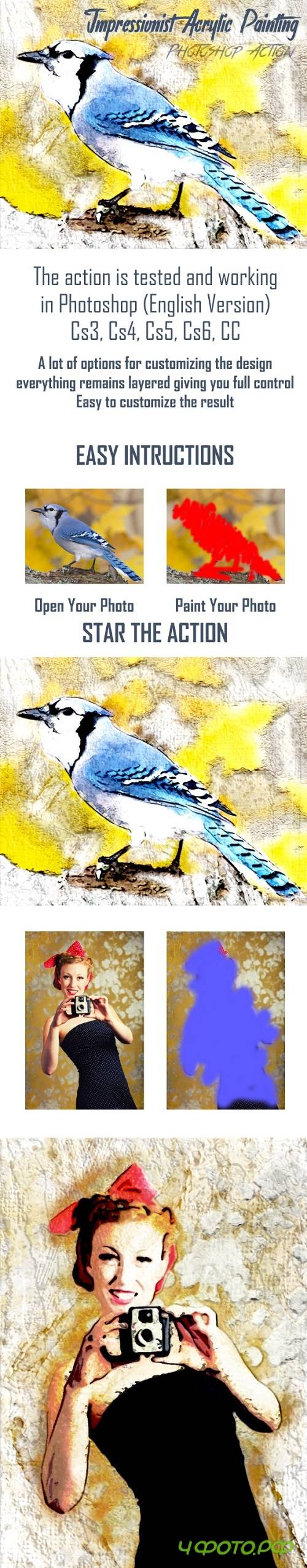 Impressionist Acrylic Painting Photoshop Action 21079813