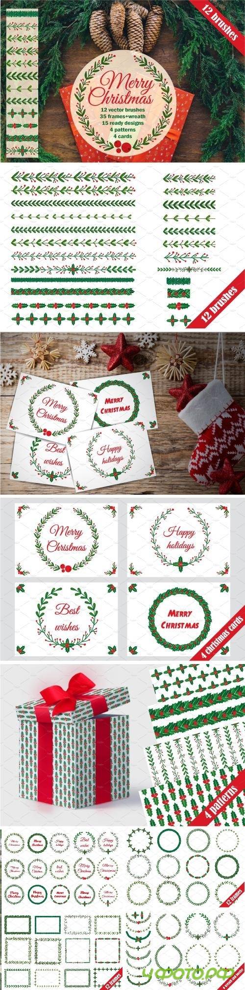 Christmas wreath and brushes - 2046638