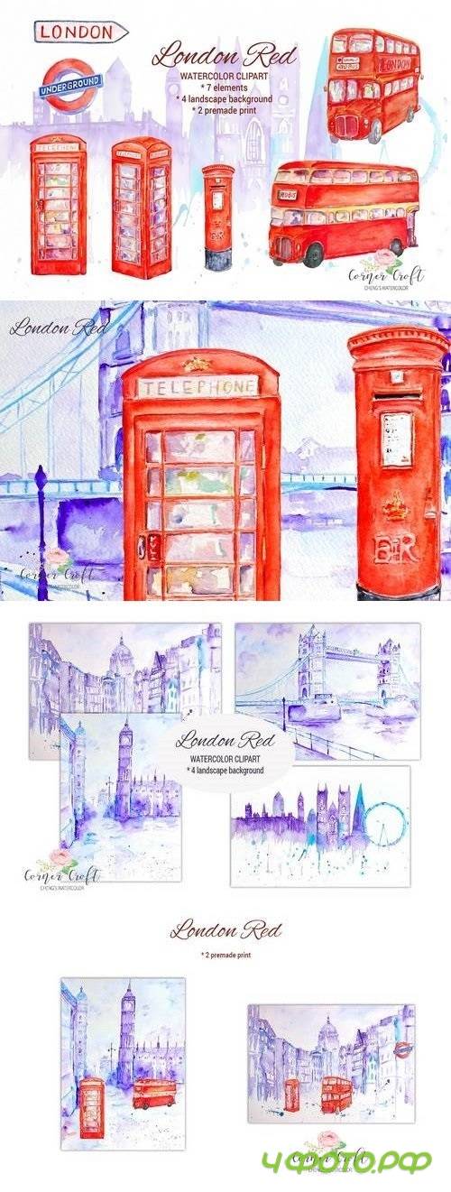 Watercolor London Red - 167345
