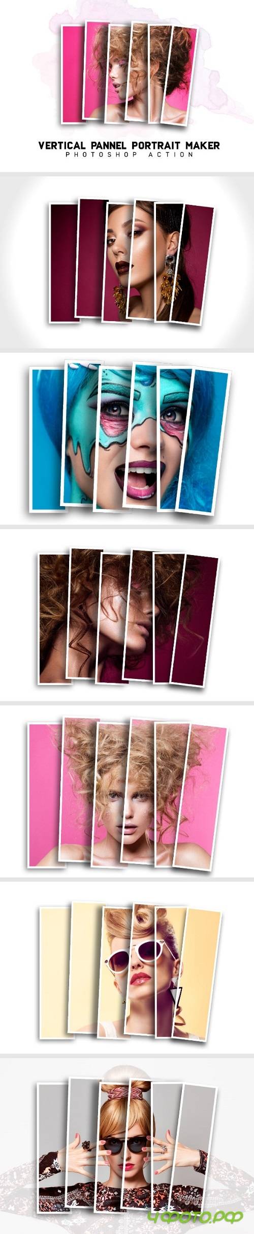 Vertical Panels Collage Photoshop Action 21158334