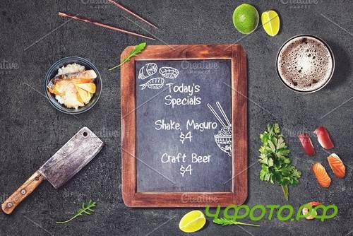 Sushi Bar Chalkboard Menu Mock-up #3 2103011